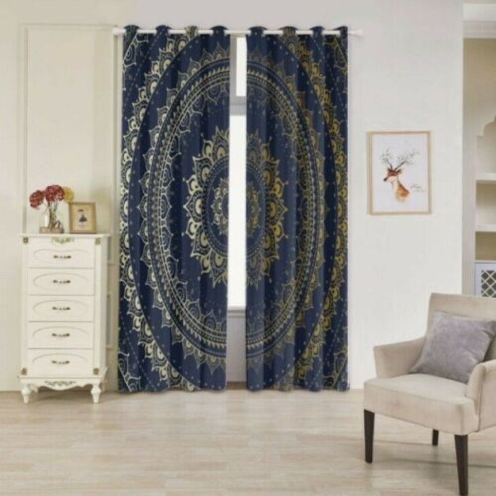 Tapestry Hippie Boho Vintage Spiritual Window Door Balcony Curtain 2 Panels Set